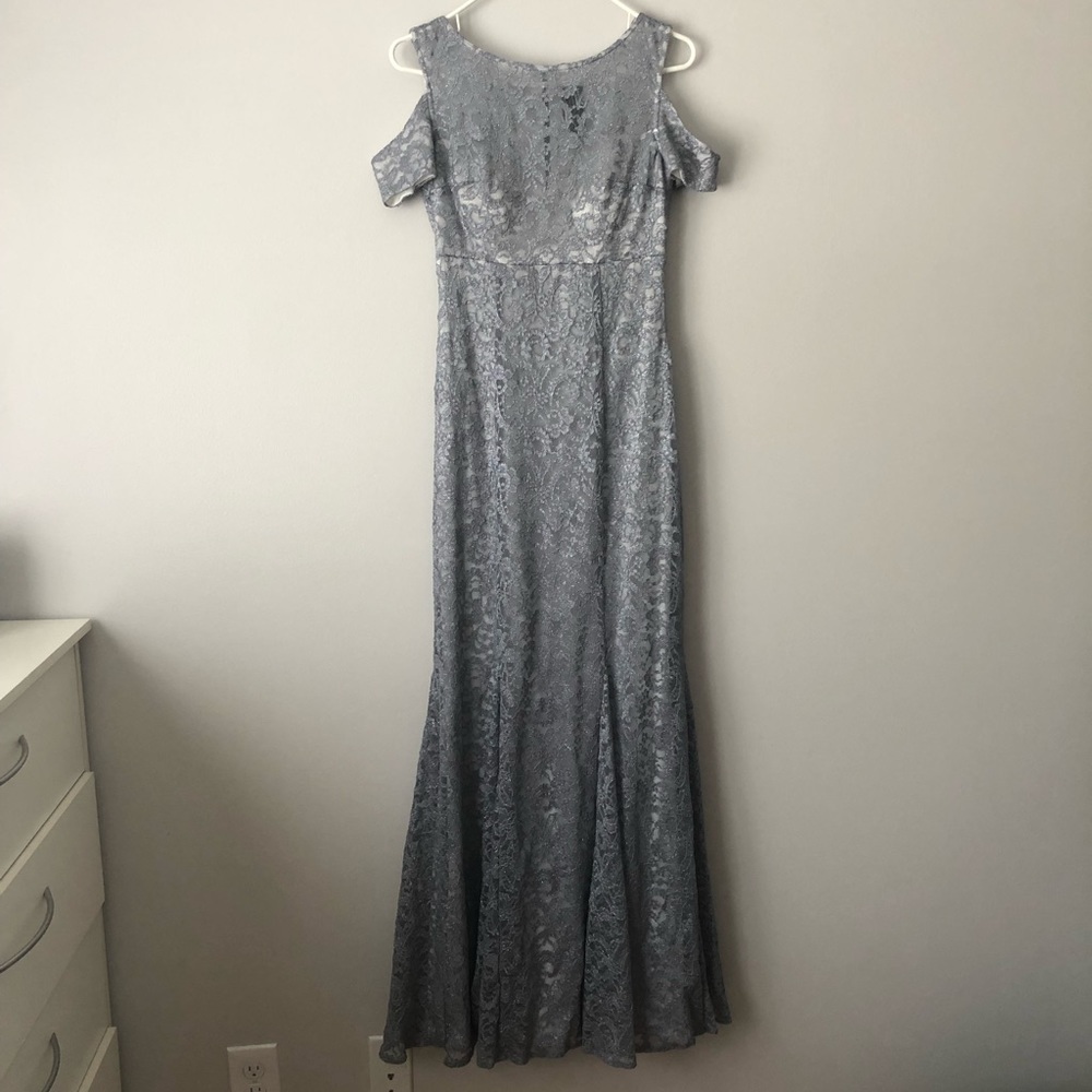 (Nightway) silver lace gown